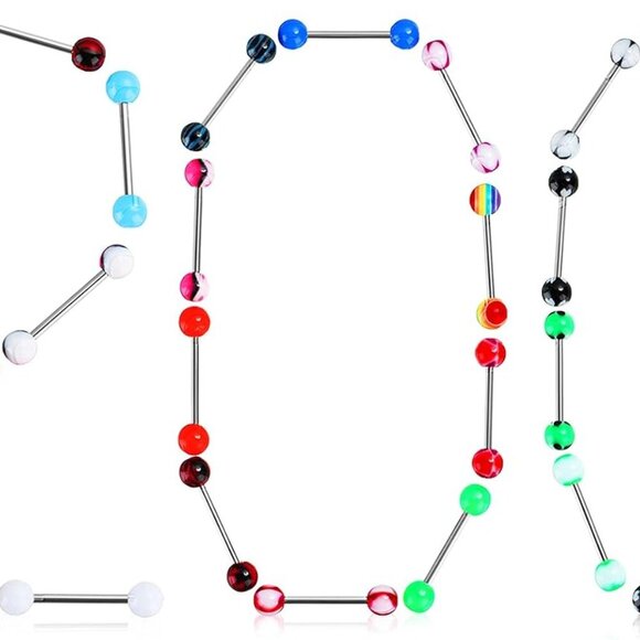 200 Pcs Tongue Nipple Rings Stainless Steel Acrylic Body Jewelry Variety - Picture 3 of 7